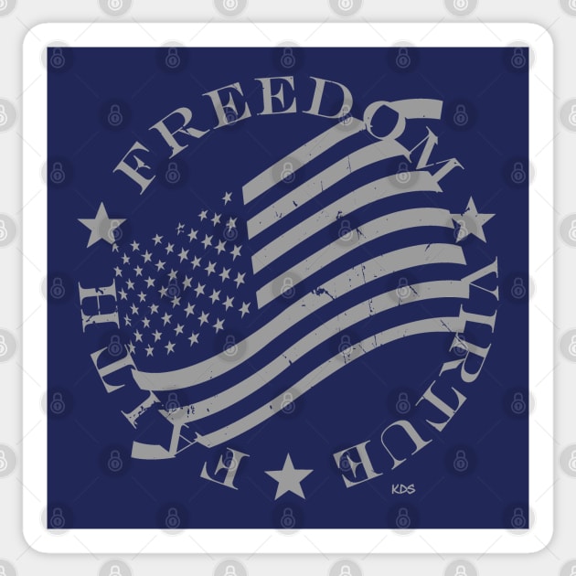 Freedom-Virtue-Faith (Dark) Sticker by KDStudio